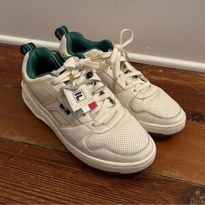 Fila Corda Lux Cream Green Italian Leather Lawton Sneakers Shoes Men's 9.5